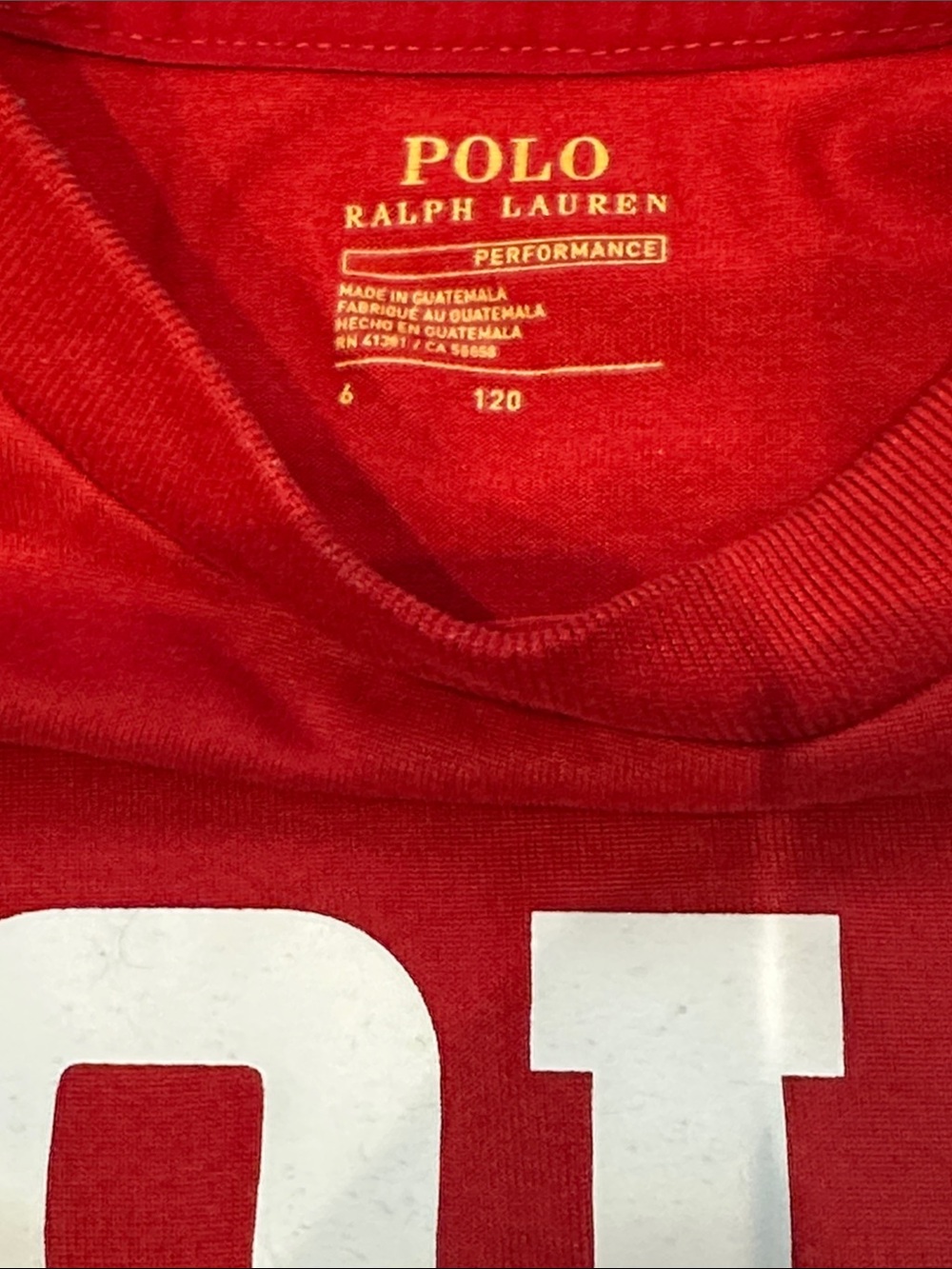 Polo by Ralph Lauren Red Tee with White Logo and Flag Patch - Picture 2 of 2